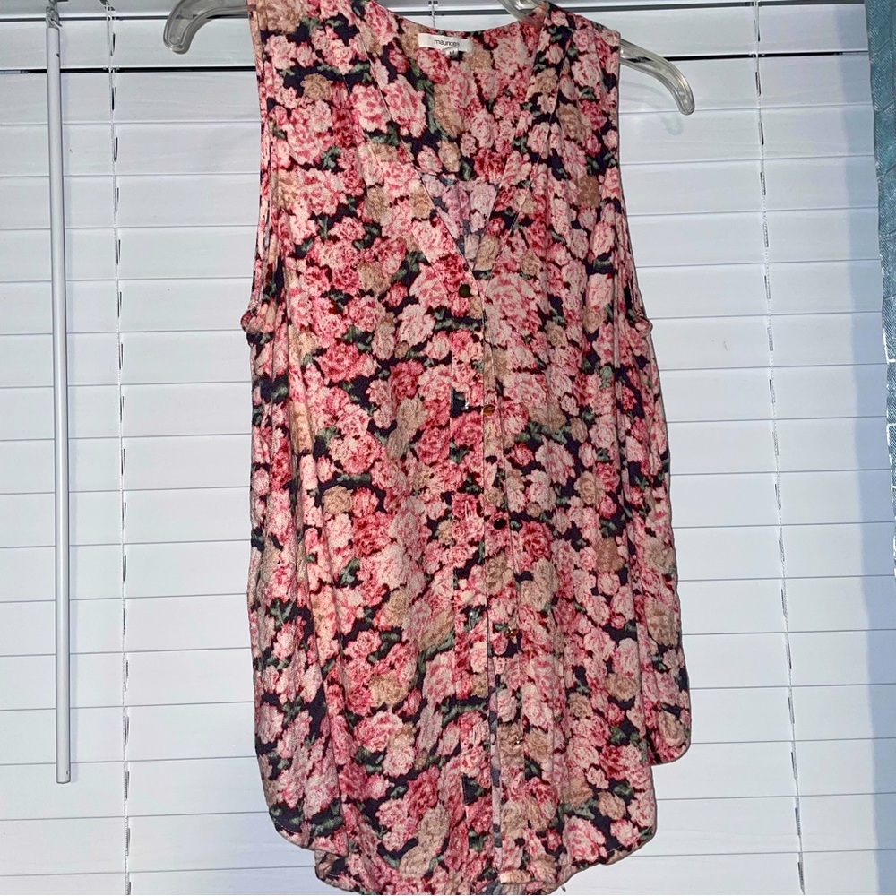 Flower Print Button Up Top